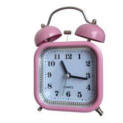 Pink Alarm Clock -Twin Bell  With Back Light